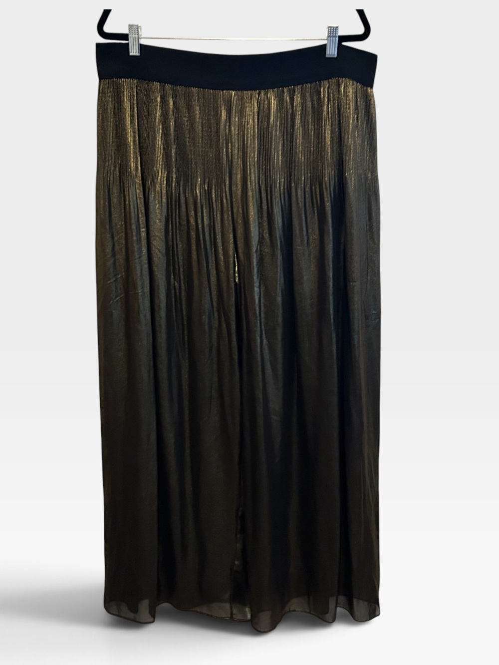 Alfani Black and Gold Metallic Pleated Wide Leg Pants Size XL